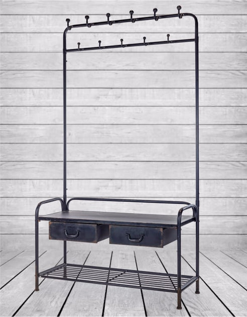 Black Metal Verne Coat Rack Bench – The Interiors Barn