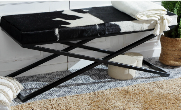 Hide Bench With X Metal Frame – The Interiors Barn