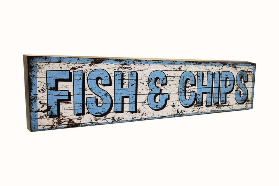 Fish & Chips Aged Wooden Sign – The Interiors Barn